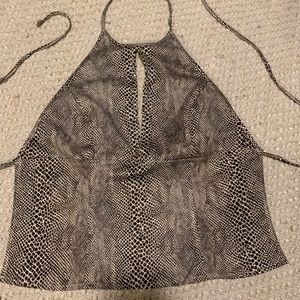 NWT Bebe Snakeskin Tie-Back Halter Top Size 6